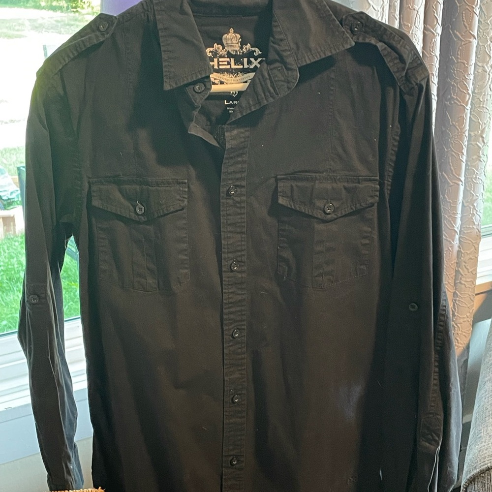 Helix Black Button-Up Shirt